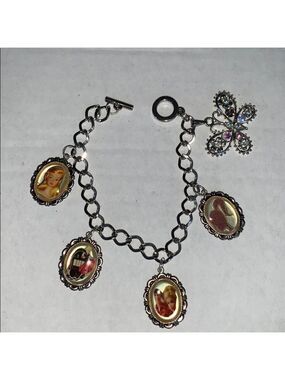 Retro Barbie Charm Bracelet Rhinestone Butterfly